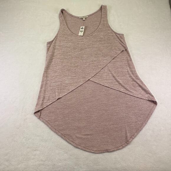 Express Crossover High Lo Sleeveless Knit Tank Top Asymmetrical Hem Pink Size L - Picture 3 of 9
